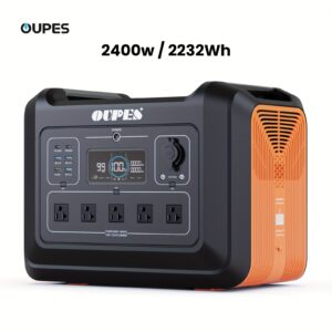 OUPES 2232Wh 2400W Portable Power Station OUPES 2400, LiFePO4 Battery Backup with 2400W AC Outlets (Surge 4000W), Solar Generator for Road Trip, Off-grid, Power Outage