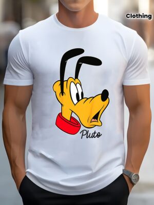 Disney Mickey & Friends Pluto Big Face Graphic Men's Cotton T-Shirt - Soft Breathable Fabric, Comfort Fit Casual Crew Neck Tee for Outdoor Sports & All Seasons, Plus Size L-5XL, Ideal Holiday Gift, Holiday Gift Tee | Crew Neck Tshirt | Plus Size Clothing, Disney Shirts, PLUS SIZE