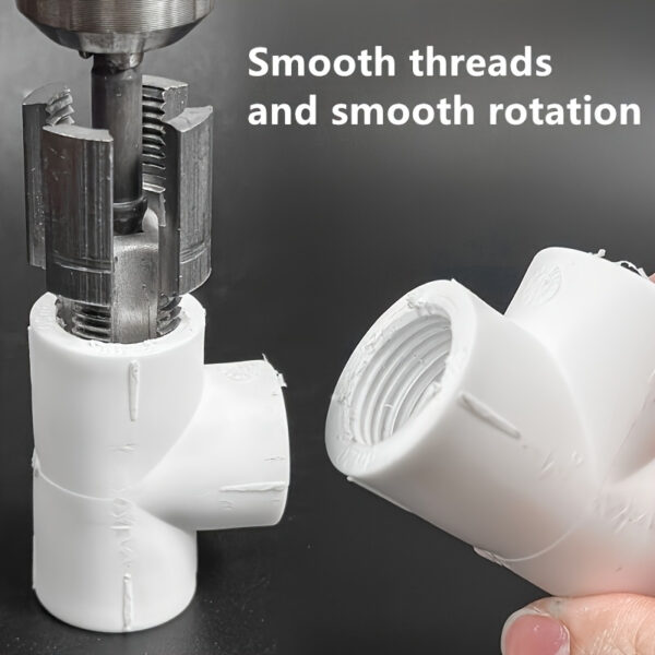 957dcf05245348ef84b338186d89d4d2-goods.jpeg 3pcs Internal and External Pipe Punch - High-Efficiency Threading Tool, PPR Pipe Thread Repair Tool, Electric Drill Pipe Welding Equipment, Suitable for 1/2"-DN15, 3/4"-DN20 Sizes, Power Tool Kit