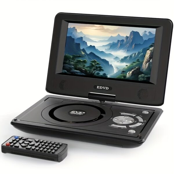 SQQBZZ 11.5" Portable DVD Player with 9.5" HD Rotating Screen, 5-Hour Rechargeable Battery, Multi-Format Support (CD/DVD/SD/USB), Remote Control, Car Charger & Power Adapter for Road Travel, Travel Entertainment | Sleek Portable Design | Vibrant Display, Dvd Player for Car