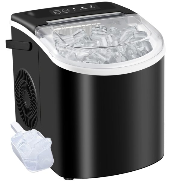 95e44ca7-8ea6-422e-970d-a3ae0f00a73f.jpg LBC 26lb/24h Desktop Ice Maker with Handle - 9 Ice Cubes in 6 Minutes, Automatic Cleaning, Portable Design, Includes Basket & Scoop, 110-120V, US Plug, Compact for Home, Office, Kitchen, Ice Maker Machine for Countertop, Kitchen Appliance, Modern Appliance, Durable Construction, Home Appliance, Sleek Appliance, Sturdy Build, Small Businesses