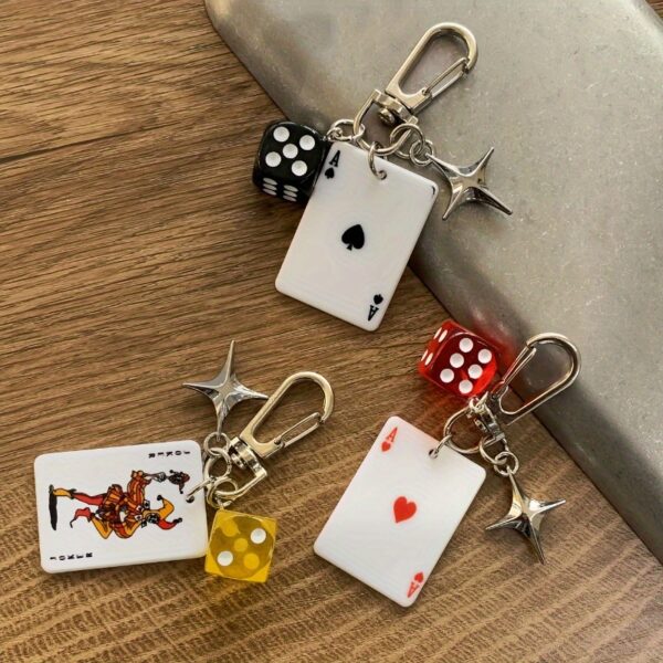 [1pc Star Pendant Keychain] Playing Card Star Pendant Keychain | 1pc Ladies' Bag Accessory for Valentine's Day, New Year's Gifts, Car Pendants