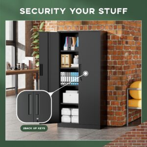95fc3909-7ad6-4582-afce-2a5416afa261.jpg Metal Storage Cabinet With Lock, 72" Tall Steel Cabinets With 2 Doors And 4 Adjustable Shelves, Lockable Steel Storage For Home Office, Garage, Warehouse, Home, Gym, School