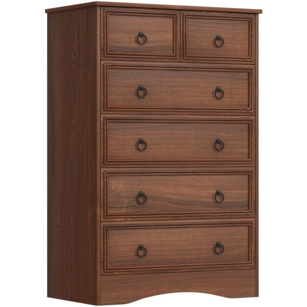 CharlotteL Dresser for Bedroom, 6 Drawer Dresser Organizer, Tall Dresser for Hallway, Wood Dresser with Metal Handles, Ash Grey