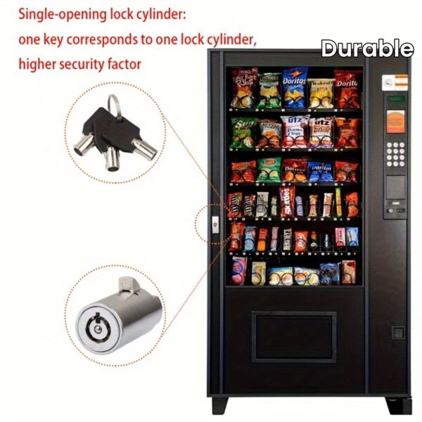 1Set/4Pcs Universal Vending Machine Security Lock Set - All-Purpose Keyed Alike System for Soda, Snack & Candy Machines - Durable Tubular Keyway Design with Easy Installation
