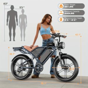 F20-20"×4 Tire Electric Mountain Bike, 749W Motor,800Wh Battery Adult E-Bicycle for Off-road Riding Up to 75 Miles with Carrying Bag and 7 Speed Gear /k8 500 Watt Scooter with Basket And Seat Commuter Vehicle, Longdistance Travel, Urban Commuting, Folding E Bike, Sleek Ebike Design, Durable Construction, Highperformance Motor, Adult Ebike, Offroad Bike, Adventure Seekers, Adult Commuters