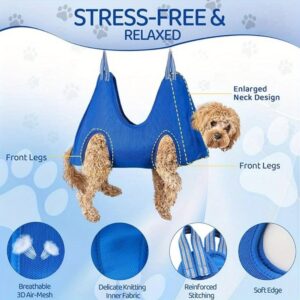 96bbd3905f024da6951b77e84cd5a718-goods.jpeg Stress-Free & Relaxed Pet Grooming Hammock for Dogs & Cats - Durable Soft Fabric with Front & Side Leg Openings, Reinforced Neck Design, 3D Air Mesh & Breathable Knit - Ideal for Bathing, Grooming, Relaxation - Easy to Use & Store for Professional Groomers & Pet Owners