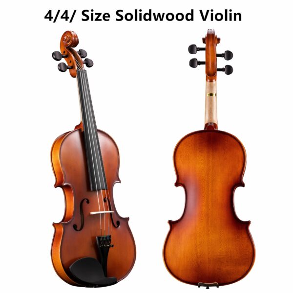 ADM TBS-V4 4/4 Full Size Solid Wood Violin Set For Beginners And Advanced Players - Complete Violin Outfit With Case, Bow, Music Sheet Stand, Table Stand, Extra Strings, Digital Tuner, Shoulder Rest, Fingerboard Sticker, And Free Lessons