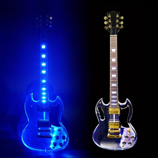 LED Stage Guitar - Glowing Acrylic Electric Guitar W/ Dynamic Light Effects Maple Neck Crystal Body(SG Style), Left Handed Guitar, Bass Guitar, Live Performance, Concert Instrument, Stylish Instrument, Modern Design, Premium Craftsmanship, Highquality Materials, Band Instruments, Musicians Gear
