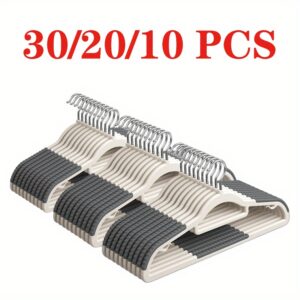 30pcs/20pcs/10pcs, Plastic Anti-slip Hanger, Shoulder Anti-slip Strip, 360° Rotatable Hook, Wet And Dry, Space Saving, Bedrooms, Bathrooms, Dormitories, Outdoor Suitable, Wardrobe Storage, Hangers, Standard Hangers, Coat Hangers