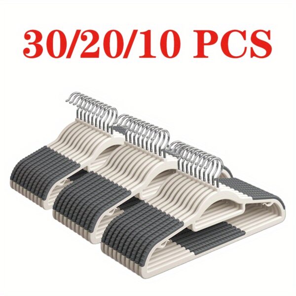 30pcs/20pcs/10pcs, Plastic Anti-slip Hanger, Shoulder Anti-slip Strip, 360° Rotatable Hook, Wet And Dry, Space Saving, Bedrooms, Bathrooms, Dormitories, Outdoor Suitable, Wardrobe Storage, Hangers, Standard Hangers, Coat Hangers