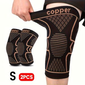 1/2pcs Copper Compression Fit Knee Sleeves For Sports - High Elastic Non-slip, Knee Brace For Men & Women, Breathable Knit, Supportive & Elastic, Suitable For Outdoor Sports, Running, Fitness, Various Ball Games, Basketball, Very Suitable As Gifts