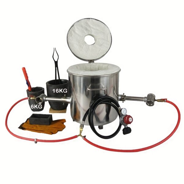 LSMIITTH 16KG/35.27LBS Metal Melting Furnace Foundry Kit, Suitable For Metal Refining Recycle, And Precious Metal Casting, Smelting Forge Tool, With 2 Pot And 1 Small Tongs For Clamping Metal, No Electricity Needed