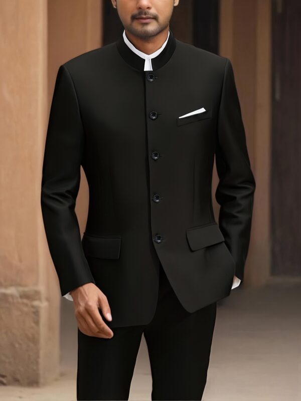 Men'S Classic Solid Color Tang Suit Set; Formal Zhongshan Jacket Suit Pants, Suitable For Banquets, Business And Wedding Occasions