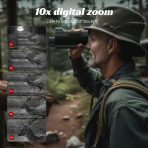 5W High-Power Infrared Night Vision Goggles with 10x Digital Zoom, 2" HD Display, Starlight Sensor, 800m Range, USB/Battery Powered, Compass, Adjustable Optics - Compact Durable Design for Hunting, Camping, Wildlife Observation, Outdoor Surveillance Gear, Night Vision Scopes for Hunting, Camping Essentials, Sleek Goggle Design, Highquality Optics, Hunting Equipment, Portable Optics, Sturdy Construction, Optical Equipment, Outdoor Enthusiasts