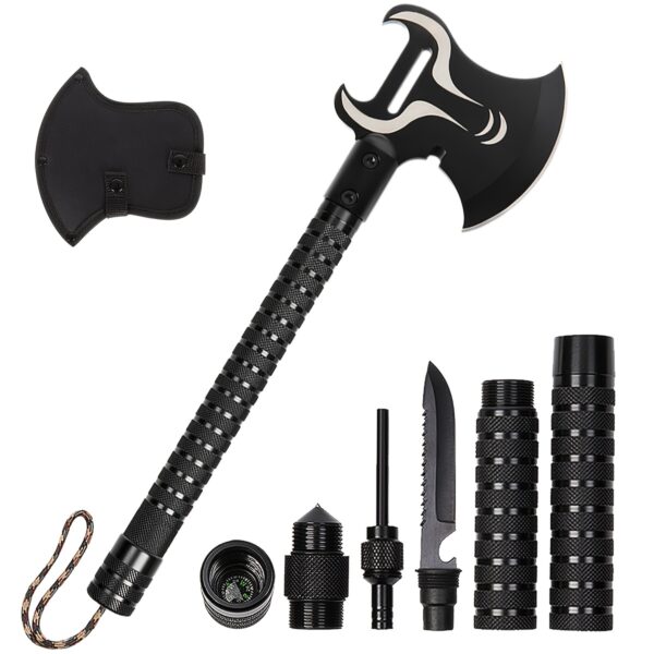 98d9e27b-a6d7-4155-b4af-08c5b3a3133e.jpg Heavy-Duty Outdoor Survival Axe with Hammer, Fish Knife, Compass, Emergency Alarm - All-in-One Camping, Hunting, Emergency Tool - Stainless Steel Construction - Perfect Gift for Dad, Husband, Outdoorsmen - Father'S Day, Birthday, Valentine'S Present - Compact & Portable Multi-Tool for Backpacking, Bushcraft, Home Use, Camping Essential, Rugged Design, Sturdy Build