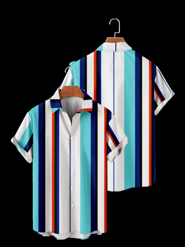 1pc Men's Casual Short Sleeve Shirt with Unique 3D Digital Print Design - Breathable Polyester, Button-Up Collar, Machine Washable - Perfect for Summer Outdoor Activities & Casual Wear - Ideal Gift for Fashionable Men, Casual Summer Shirt, Buttonup Shirt, Durable Polyester