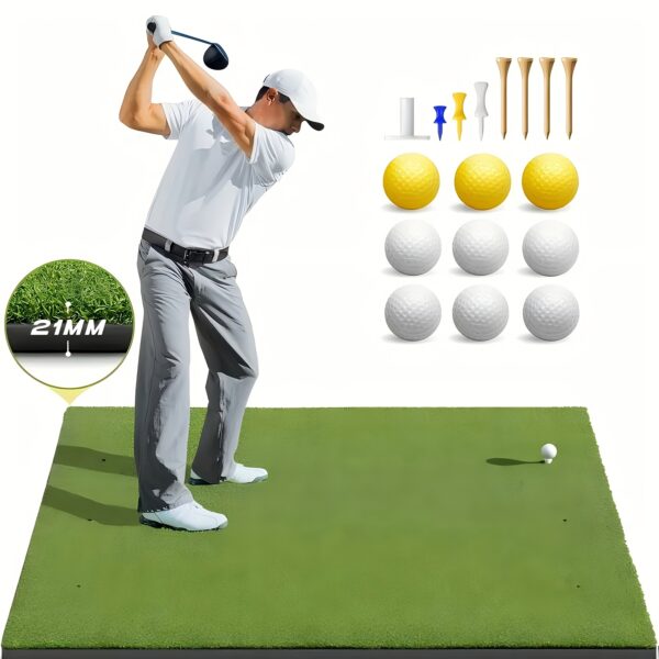Golf Mat, 5x3 Feet Golf Hitting Mat Practice Outdoor Indoor, Artificial Turf Golf Hitting Mat, Training AIDS