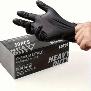 993006d8fd3c45439b79112e5d9cd15e-goods.png 50pcs, Black Pure Nitrile Disposable Gloves, Durable Household Cleaning Gloves for Kitchen Cleaning, Tattoo, Beauty Salon, Bathroom, Cleaning Supplies, Household Gadgets, Thickened Design, Latex Free, Large Medium Small