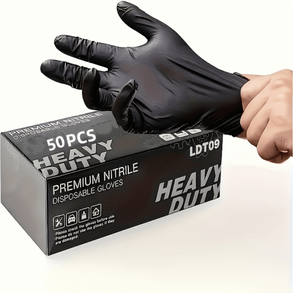 50pcs, Black Pure Nitrile Disposable Gloves, Durable Household Cleaning Gloves for Kitchen Cleaning, Tattoo, Beauty Salon, Bathroom, Cleaning Supplies, Household Gadgets, Thickened Design, Latex Free, Large Medium Small