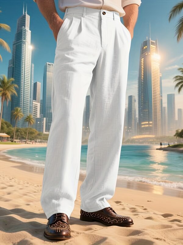 [Men's Loose Fit Pants] Men's Loose Fit Formal & Business Casual Pants with Drawstring Waist | Non-Stretch Fabric for Office, Formal Events & Casual Attire | Machine Washable All-Season Trousers with Practical Pockets