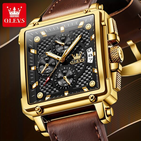 OLEVS Men'S Quartz Watch - Luxury Business Style with Calendar, Date & Glow Display, Stainless Steel Case, Faux Leather Strap, Non-Waterproof, Quartz Movement, Elegant Design for Professional or Casual Wear, Business Watch | Quartz Movement Watch | Stainless Steel Case Watch