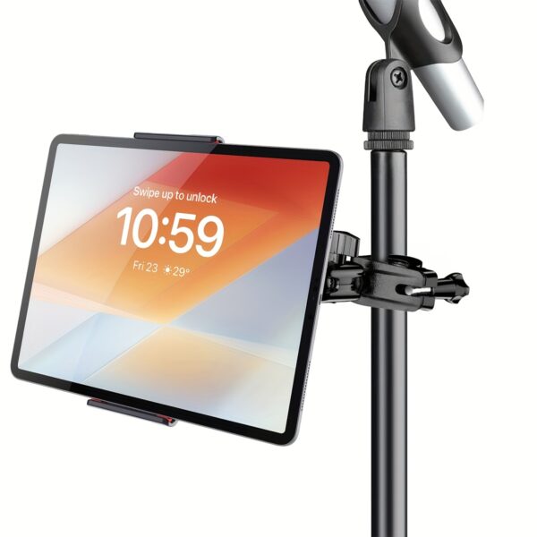 Live Streaming Clamp Tablet and Phone Holder, Suitable for Microphones, Railings, Handlebars, and Various Round Tubes - Compatible with 4-12 Inch Tablets and Phones, Portable Mounting Solution, Versatile Mount, Highquality Holder, Multiangle Stand, Live Streamers