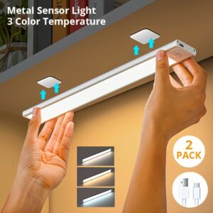 4/2pcs LED Motion Sensor Under Cabinet Lights, 3 Color Temperatures Wireless USB Rechargeable Night Light, Indoor Closet Lights, Stick-On Anywhere Magnetic Under-Counter Light Fixtures For Kitchen Cabinet Wardrobe Cupboard Stairs, Available In 1pc.