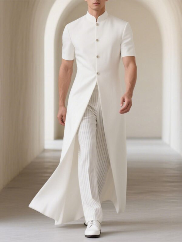 INCERUN Men's Lightweight Jacket - Black Formal & casual blazer, Loose Fit Single-Breasted Coat with Mandarin Collar, Machine Washable Outerwear for Office, Wedding, Party - Minimalist Men's Cardigan