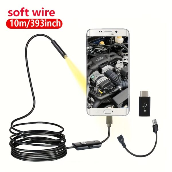 [5mm Industrial Sewer Endoscope] 5mm Industrial Sewer Endoscope | 3-in-1 Piping Endoscopy Type C Mini Camera with 1/10m Wire | Automotive Inspection Borescope for Android