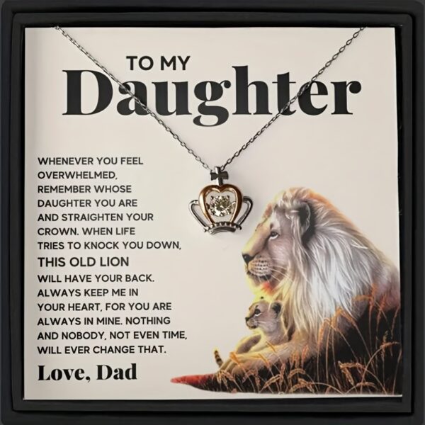 Elegant Cubic Synthetic Zirconia Crown Pendant Necklace for Daughter - Heartfelt Gift with Keepsake Box & Card, Durable Copper Jewelry for Birthdays, Graduation, Parties