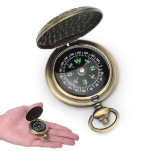 Vintage Luminous Pocket Watch Compass, Portable Outdoor Navigation Adventures Tool for Camping/Hiking, Glow-in-the-Dark Survival Gear with Durable Copper Design