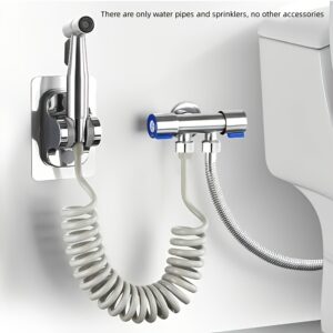 Stainless Steel Pressure Handheld Shower Kit with Hose and Wall Bracket - Self-Cleaning Nozzle for Toilet/Shower/Pet Cleaning, Heavy-Duty Leak-Proof Design, Classic Chrome Finish, No Accessories Included, Shower Head for Bathroom, Robust Construction