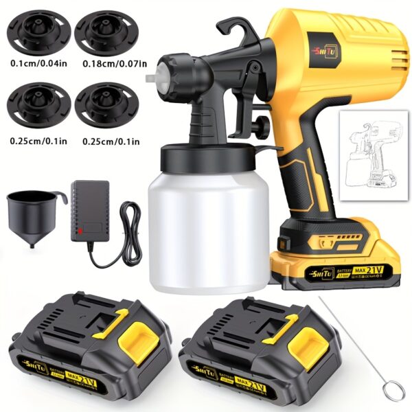 Wireless Spray Gun with Nozzle -1500mAh Rechargeable Battery, Capacity 16.91oz, Suitable for Indoor/outdoor Use On Walls, Wood, Cars, Decks, Furniture - Including 2 Adjustable Spray Modes And Ergonomic Design | Father's Day Holiday Gift, Cordless Spray Gun, Spray Gun Different Nozzle, Spray Gun with Battery, Battery Operated Spraygun, Battery Spray Gun, Car Spray Gun, Deck Maintenance Tool, Touch Up Application, Adjustable Spray Gun, Compact Spray Nozzle,