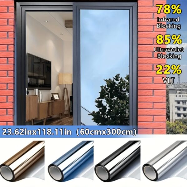 Thick 0.3mm Window One-Way Privacy Film-Sun Blocking, Blocking & Heat Control Self-Adhesive Film, Energy Saving Anti-Glare Nano-ceramic Membrane, No Glue Easy Install For Home Office Hotel Glass Doors & Windows. Anti-Peeping | Glare Reduction Film.