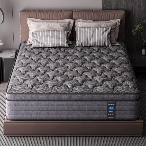 MRH New 10/12/14-inch Twin Full Queen King Memory Foam Hybnd Mattress With Ergonomic Lindividual Springs, Medium Sot, Pine Soothing For Allages! Try It Free For 100 Days