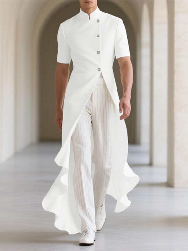 9f384fd18ca341f0a43dde238a74b737-goods.jpeg INCERUN Men'S Lightweight Jacket - Asymmetric Ruffle Hem, Stand Collar, Front Button Closure, Loose Fit Blazer for Formal & Casual Events - Modern Minimalist Outerwear (Black/Other Colors Available) - Easy-Care Everyday & Special Occasion Coat, Summer Fashion, Contemporary Design, Breathable Fabric, Stylish Coat, Urban Style, Versatile Coat, Durable Construction, Fashion Coat, Young Professionals, Vintage Look, Asymmetrical Ruffles, Durable Outerwear, Shirts And Outerwear