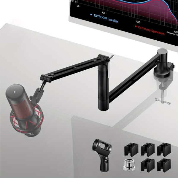 Boom Arm, 360° Rotatable Microphone Stand With Desk Mount, Foldable Desk Mic Arm With 3/8'' To 5/8'' Screw Adapter, Microphone Arm For Live Streaming, Gaming, Podcasting, Radio