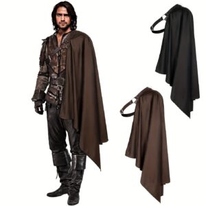 L'VOW Medieval Viking Knight Cape with Chest Belt - One Shoulder Steampunk Battle Cape for Adults, Adjustable Male/Female Viking Warrior Costume Accessory, One-Shoulder Shawl Cloak, Medieval Hooded Cape, Medieval Hooded Cloak, Medieval Tattered Cloak, Medieval Knight Costume, Medieval Warrior Costume, Knights Costume, Goth Vest, Gothic Capes, Knight Costume Woman, Knight Armor Costume, Templar Knight Costume, Gothic Vests, Halloween Knight Costume, Black Cape Halloween,