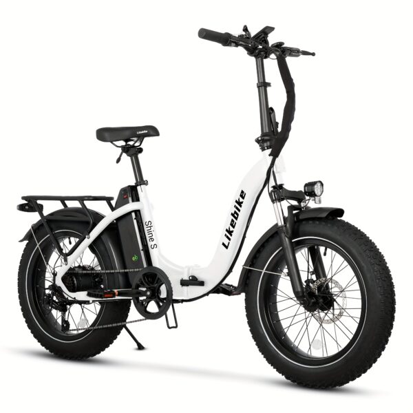 Adult Electric Bike with 720W Motor - All-Terrain Tire ebike, Removable 374.4-624Wh Battery, Front Basket, Disc Brakes - for Commuting, Off-Road, Snow, Beach - Men & Women - White E-Bicycle
