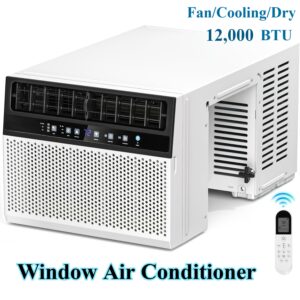 12000/10000/6000/5000 BTU Window AC Unit, Cools 450/350/250/150 Sq.Ft, Multi Modes & Speed, Timer, Ultra Quiet, Remote Control, Easy Install, for Bedroom/Office/Living Room, 36inch Tower Fan, Standing Bladeless Fan, 85° Oscillating Quiet Cooling, 115V, US Plug, Bedroom Cooling | Modern Air Conditioner | Quiet Operation, Air Conditioner for Home