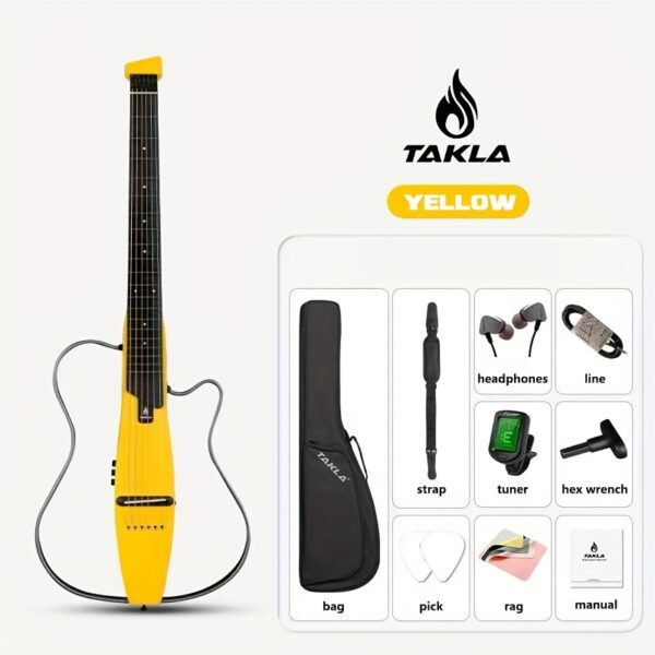 a0f0f0e2-9ef9-4888-ade0-685ef1fbe097.jpg 1pc TAKLA Silent Guitar, A Well-made Portable Travel Guitar, Available In A Variety Of Colors, Detachable Ultra-light Maple Body, Unique Pickup Design, Can Be Played Quietly And Work Performance, Suitable For Friends, Couples, Holiday Gifts