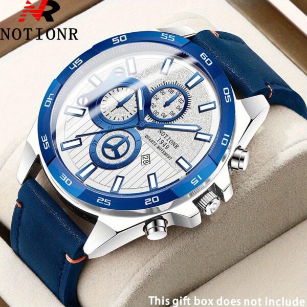 [Faux Leather Men Watch ] NOTIONR, Luxury Date Watches, Business Men'S Fashion Wrist Watches, Sporty Casual, Round Dial Watches | Father'S Watches | Quartz Watches, Available in Multiple Colors, Perfect Gift for Men