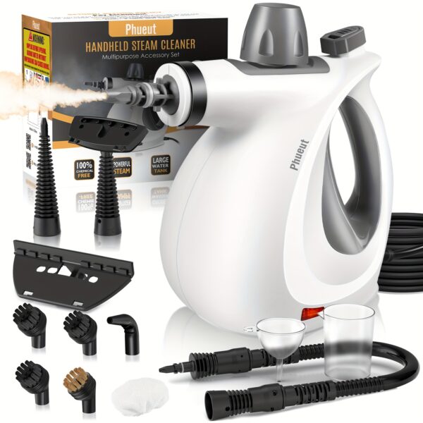 Multi-Surface Natural Steam Cleaner with 12 Accessories: Portable Power for Home