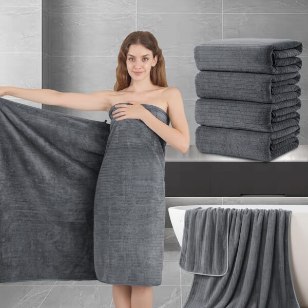4pcs Extra-Large Towels 31''×62'' - Quick-Dry, Super Absorbent & Light Beige-Friendly, Plush Yet Lightweight, 355 GSM - Perfect for Home
