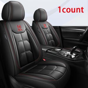 Premium Black PU Leather Car Seat Covers - Red Stitching, Foam Padding, Modern Design for Sedans, SUVs, Vans & Trucks, Durable Vehicle Seat Protection