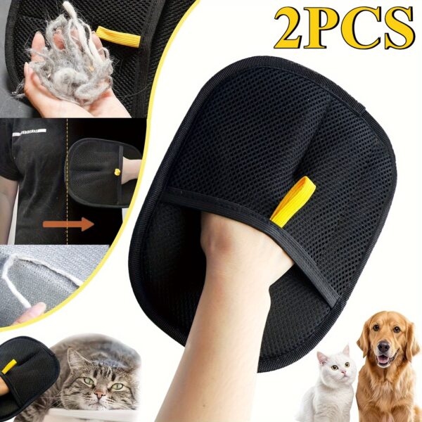 2pcs Reusable Electrostatic Pet Hair Remover Gloves - Upgraded Dual-Sided Lint Roller & Sticky Surface for Cat & Dog Hair on Furniture, Carpet, Car Seat - Ergonomic Handles, Washable Fur Removal Gloves for Cat & Dog Owners, Pet Hair Remover Tool, Furniture Cleaner, Compact Design, Durable Fabric, Home Cleaners