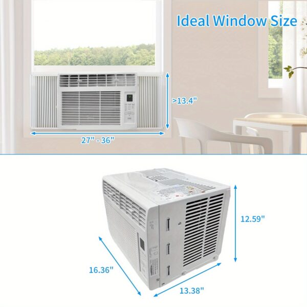 6000/5000 BTU Window Air Conditioner Unit - 3-in-1 air conditioner with cooling, air supply and dehumidification modes for small rooms (150-250 sq. ft.), 115V, easy to install in window rooms