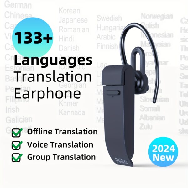 PEIKO WOLRD Language Transaltor Single Earphone Earbud Supports 32 Language &44 Accent Online Real Time Voice Translation Supports 11 Offline Voice Translation Language