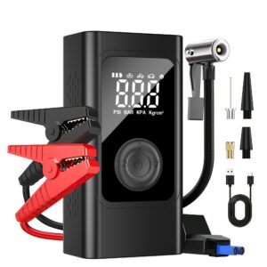 a6ac75ee-47ac-4ab4-b6b2-2fef23bc53a3.jpg Portable Jump Starter with Air Compressor, Car Battery Booster for 1.32gal Gas/101.44oz Diesel Engines, 150PSI Tire Inflator, 12V Jump Box with USB Ports, Smart Jumper Cables & 3-Mode Flashlight, STSCELZ